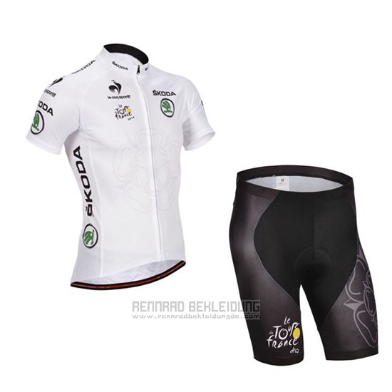 2014 Fahrradbekleidung Tour de France Wei Trikot Kurzarm und Tragerhose